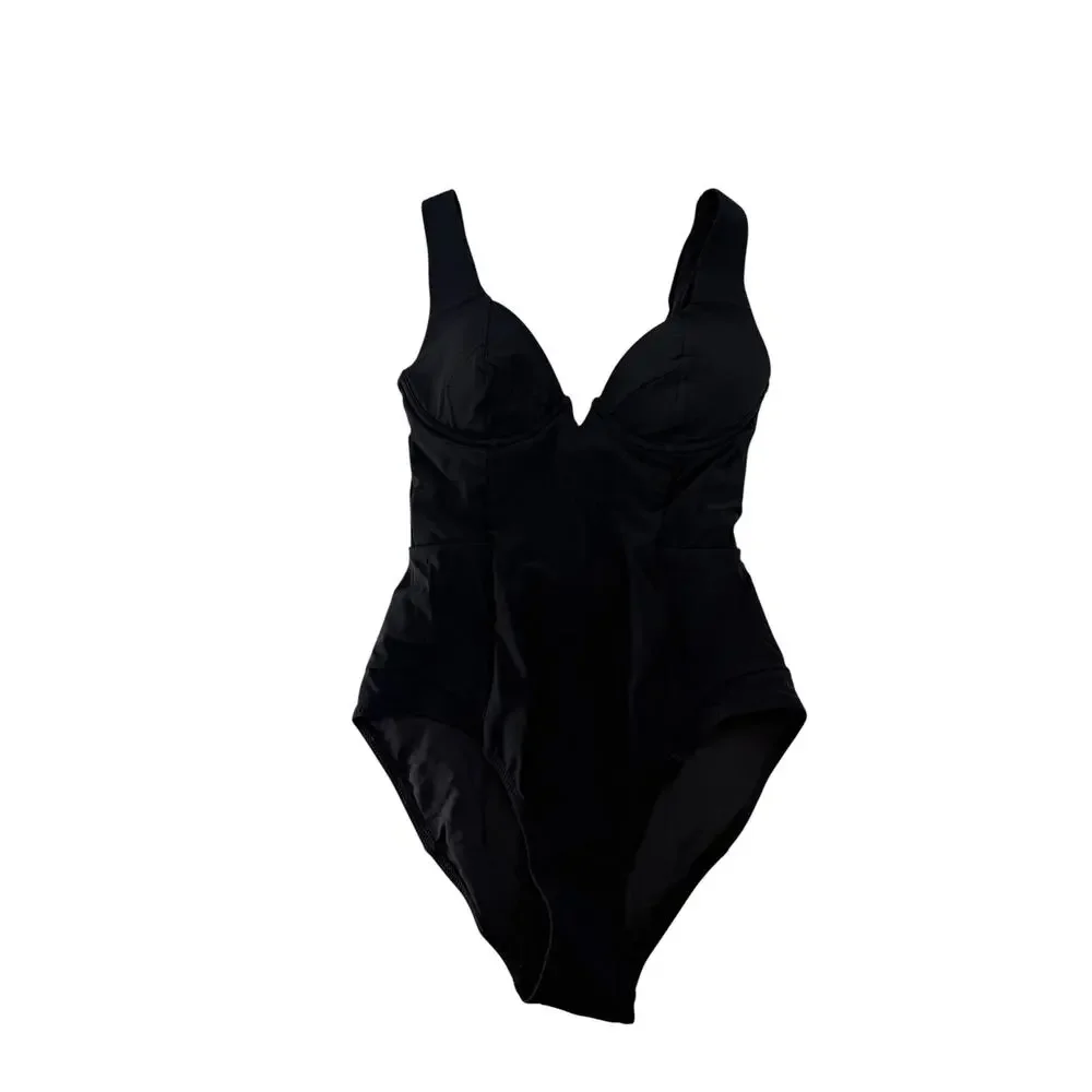 REISS Tally Underwire Swimsuit Size 2 NEW Black $150 Swimwear Bathing Suit